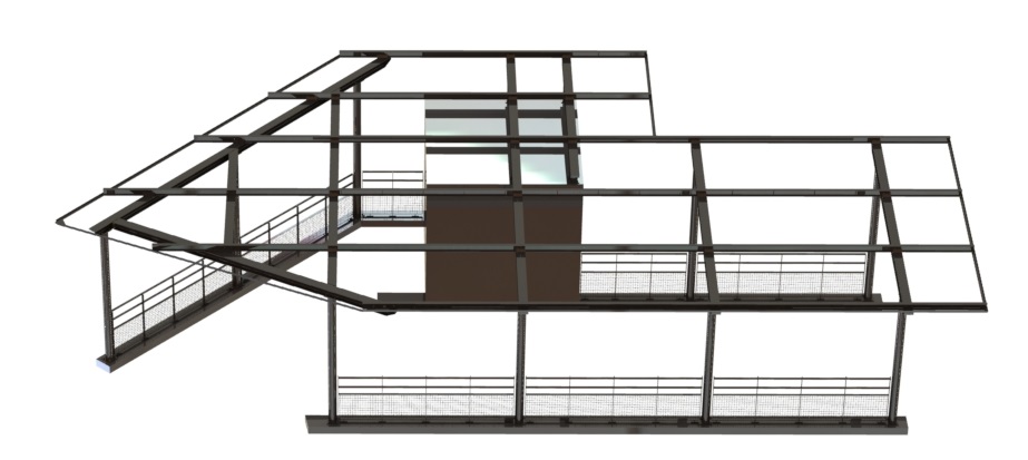 étude charpente métallique passerelle plateforme auvent